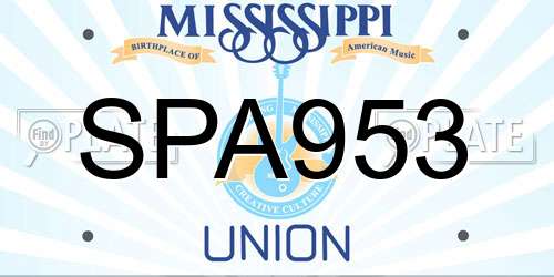 SPA953 Mississippi License Plate
