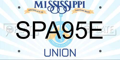 SPA95E Mississippi License Plate