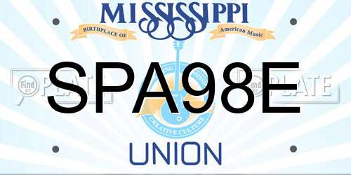 SPA98E Mississippi License Plate