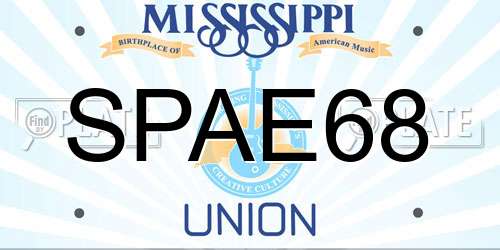 SPAE68 Mississippi License Plate