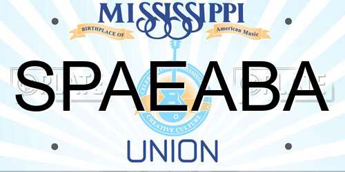 SPAEABA Mississippi License Plate