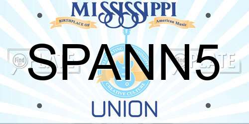 SPANN5 Mississippi License Plate