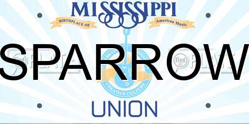 SPARROW Mississippi License Plate