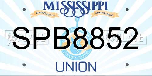 SPB8852 Mississippi License Plate