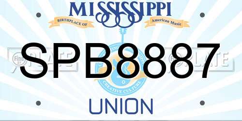SPB8887 Mississippi License Plate