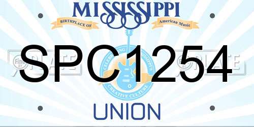 SPC1254 Mississippi License Plate