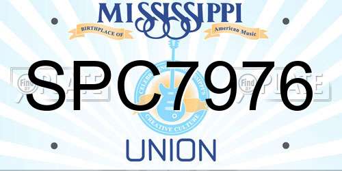 SPC7976 Mississippi License Plate