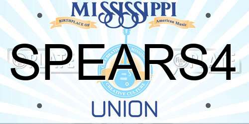 SPEARS4 Mississippi License Plate