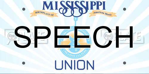 SPEECH Mississippi License Plate