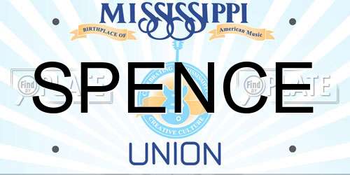 SPENCE Mississippi License Plate