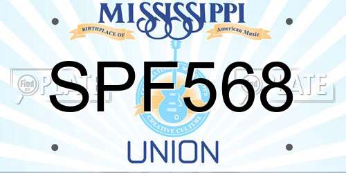 SPF568 Mississippi License Plate