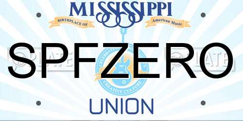 SPFZERO Mississippi License Plate