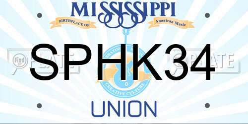SPHK34 Mississippi License Plate