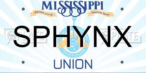 SPHYNX Mississippi License Plate