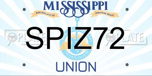 SPIZ72 Mississippi License Plate