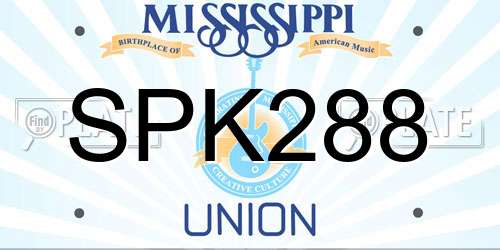 SPK288 Mississippi License Plate