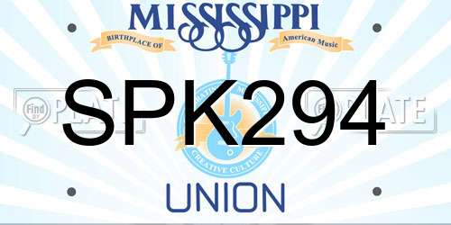 SPK294 Mississippi License Plate