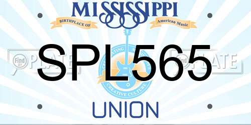 SPL565 Mississippi License Plate