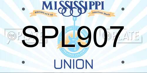 SPL907 Mississippi License Plate