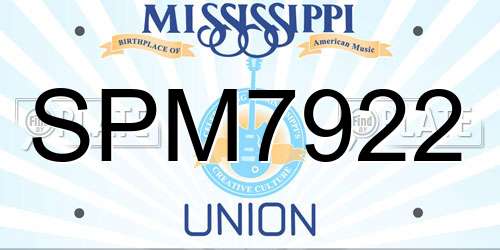 SPM7922 Mississippi License Plate