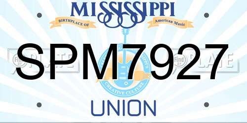 SPM7927 Mississippi License Plate
