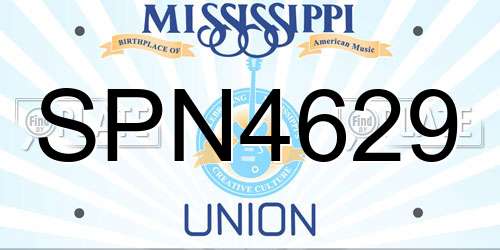 SPN4629 Mississippi License Plate