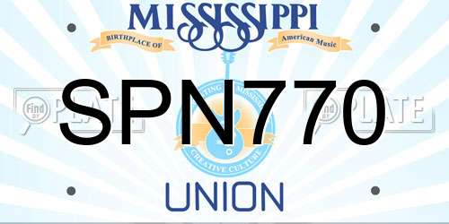 SPN770 Mississippi License Plate