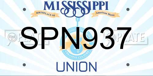 SPN937 Mississippi License Plate