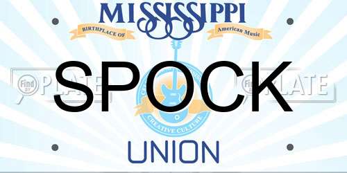 SPOCK Mississippi License Plate