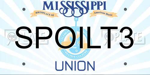 SPOILT3 Mississippi License Plate