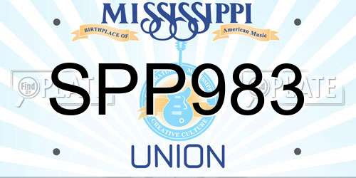 SPP983 Mississippi License Plate