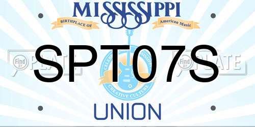 SPT07S Mississippi License Plate