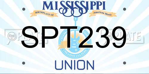 SPT239 Mississippi License Plate