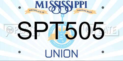 SPT505 Mississippi License Plate