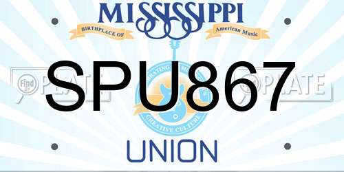 SPU867 Mississippi License Plate
