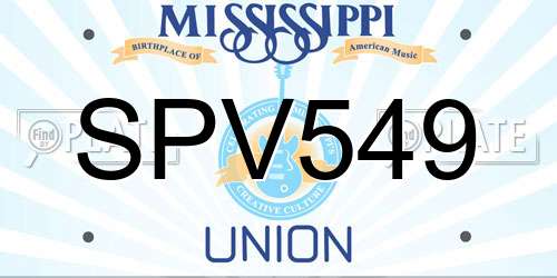SPV549 Mississippi License Plate