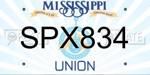 SPX834 Mississippi License Plate