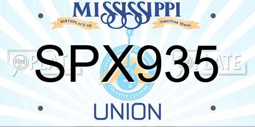 SPX935 Mississippi License Plate