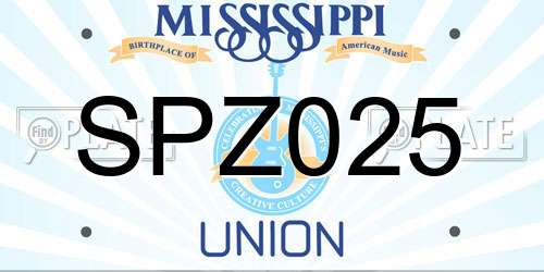 SPZ025 Mississippi License Plate
