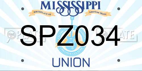 SPZ034 Mississippi License Plate