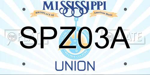 SPZ03A Mississippi License Plate