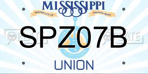 SPZ07B Mississippi License Plate