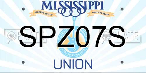 SPZ07S Mississippi License Plate