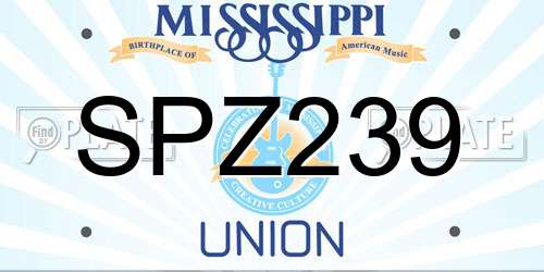 SPZ239 Mississippi License Plate