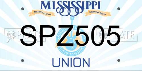 SPZ505 Mississippi License Plate