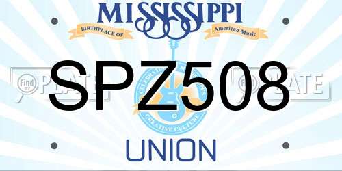 SPZ508 Mississippi License Plate