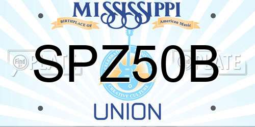 SPZ50B Mississippi License Plate
