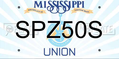 SPZ50S Mississippi License Plate