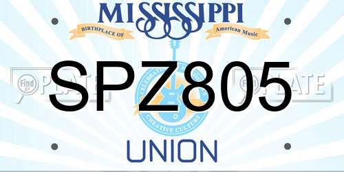 SPZ805 Mississippi License Plate
