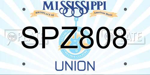 SPZ808 Mississippi License Plate